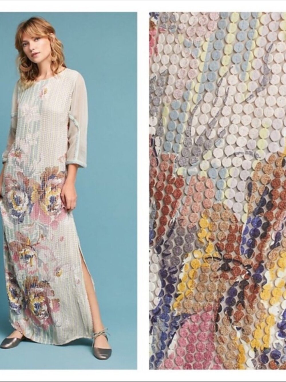 NEW Anthropologie Geisha Designs Embellished Floral Column Dress SIZE Medium